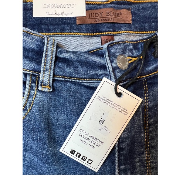 Judy Blue High Waist Straight Fit Jeans - Size 16W - Dark Wash JB82561DK NWT - Picture 7 of 11